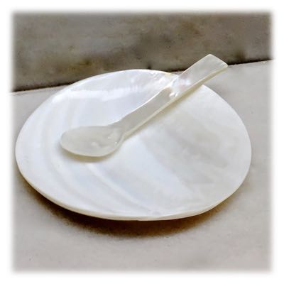 Mini Mother of Pearl Spoon and Plate Combo