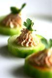 Cucumber Cups with salmon caviar